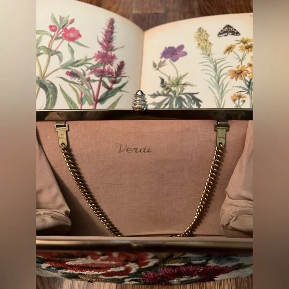 Vintage Tapestry Needlepoint Floral Purse - Picture 3 of 7